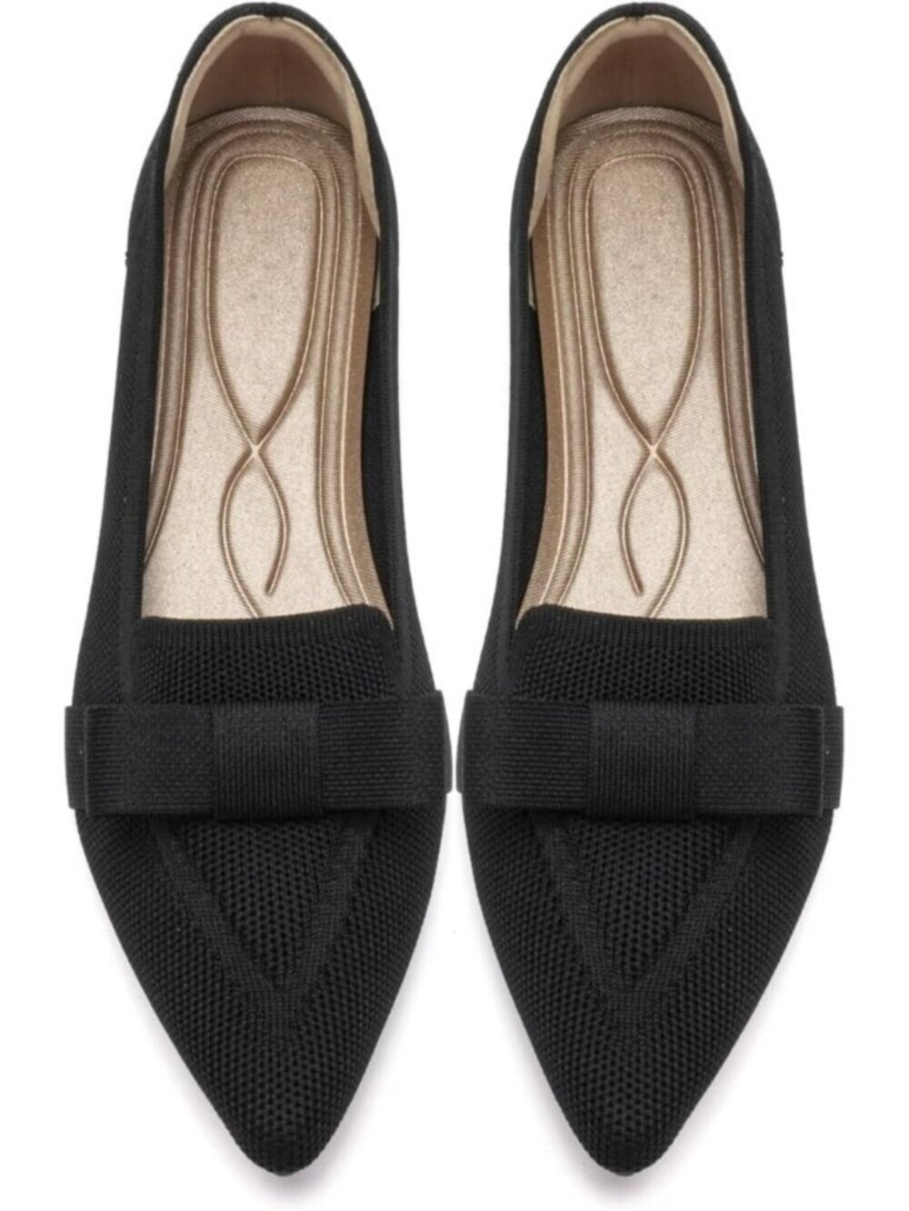 Women's Black Mesh Pointed Toe Knit Ballet Flats Casual Slip On Flats Shoes